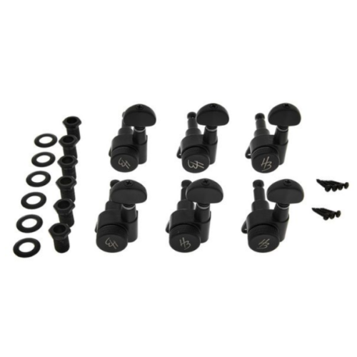 j03sbk-splk-r6-01 Harley Benton Parts J03SBK SPLK R6 Tuner Set 右邊Staggered交錯式弦鈕組(黑色)