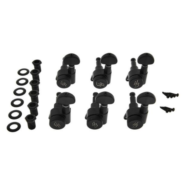 j03sbk-splk-r6-01 Harley Benton Parts J03SBK SPLK R6 Tuner Set 右邊Staggered交錯式弦鈕組(黑色)