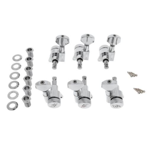 Harley Benton Parts JN07CR SPLK L6 Tuner Set 左邊Staggered交錯式弦鈕組(鉻合金)