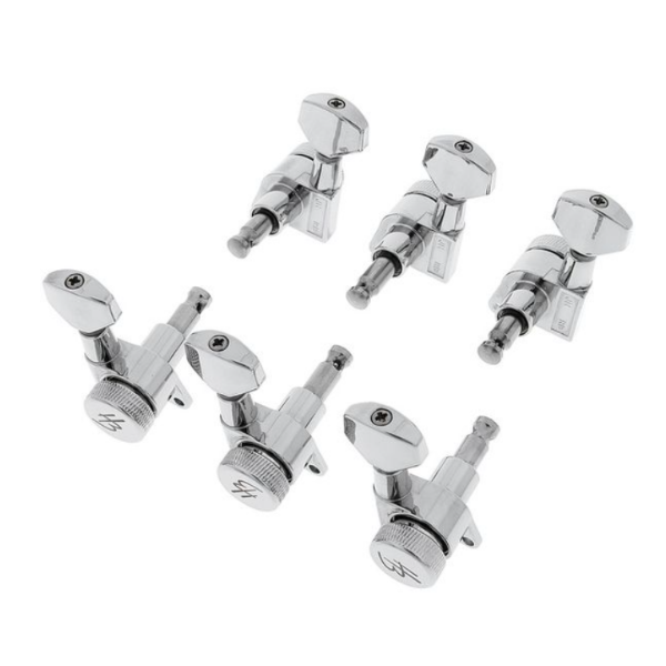 Harley Benton Parts JN07CR SPLK L6 Tuner Set 左邊Staggered交錯式弦鈕組(鉻合金)